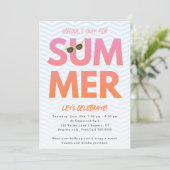 Summer Party, School is uit roze Sinaasappel Ombre Kaart (Staand voorkant)