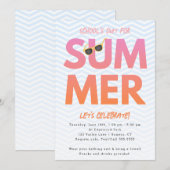 Summer Party, School is uit roze Sinaasappel Ombre Kaart (Voorkant / Achterkant)