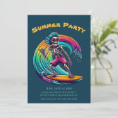 Summer Party - Skeleton Surfer Riding A Wave- Kaart (Staand voorkant)