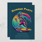 Summer Party - Skeleton Surfer Riding A Wave- Kaart (Voorkant / Achterkant)