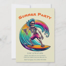 Summer Party - Skeleton Surfer Riding A Wave- Kaart