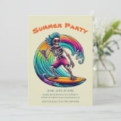Summer Party - Skeleton Surfer Riding A Wave- Kaart (Staand voorkant)