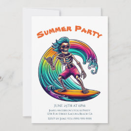 Summer Party - Skeleton Surfer Riding A Wave- Kaart