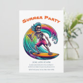Summer Party - Skeleton Surfer Riding A Wave- Kaart (Staand voorkant)