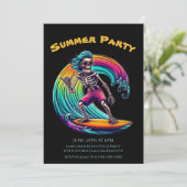 Summer Party - Skeleton Surfer Riding A Wave- Kaart (Staand voorkant)