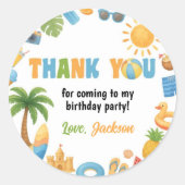 Summer Party Tropical Beach Birthday Ronde Sticker (Voorkant)
