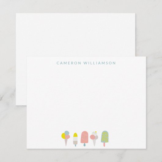Summer Pastel Ice Cream Personated Stationery Notitiekaartje (Voorkant / Achterkant)