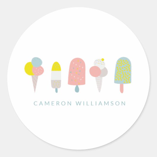 Summer Pastel Ice Cream - persoonlijk Ronde Sticker (Voorkant)