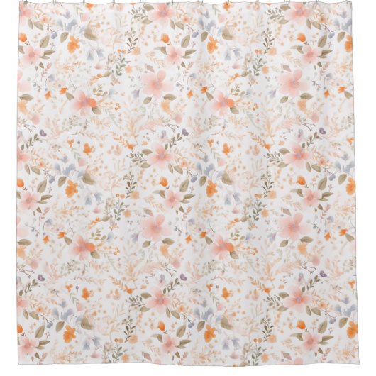 Summer Pastel Waterverf Flowers Douchegordijn (Voorkant)