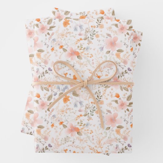 Summer Pastel Waterverf Flowers Inpakpapier Vel (In situ)