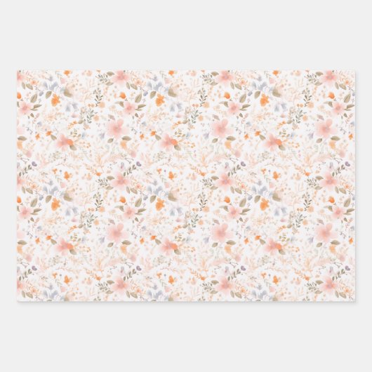 Summer Pastel Waterverf Flowers Inpakpapier Vel (Voorkant)