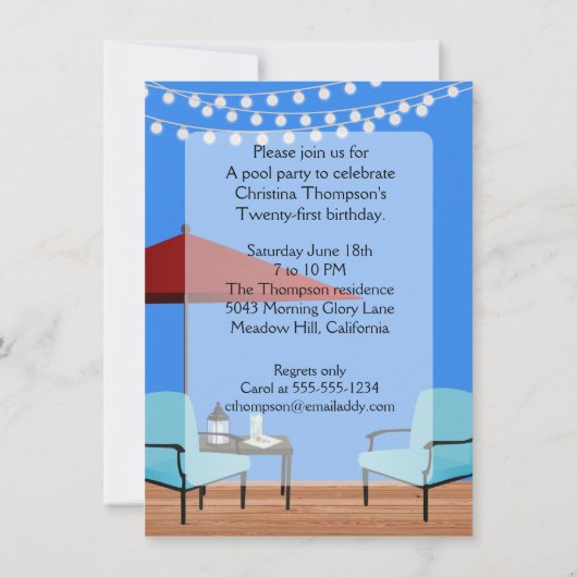 Summer Patio Party Kaart (Achterkant)