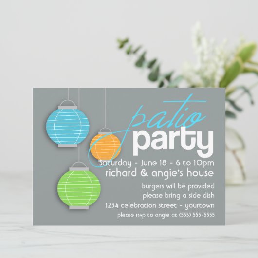 Summer Patio Party Uitnodigingen (Staand voorkant)