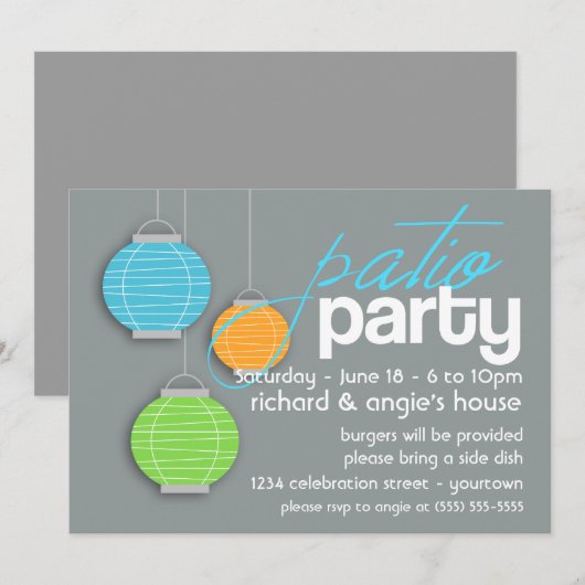 Summer Patio Party Uitnodigingen (Voorkant / Achterkant)