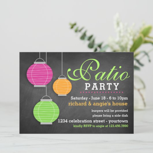 Summer Patio Party Uitnodigingen (Staand voorkant)