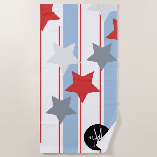 Summer Patriotic Vertical Stripes and Stars Strandlaken (Voorkant)