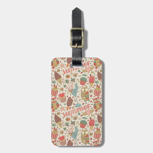 Summer Pattern met Ice Cream Bagagelabel (Voorkant verticaal)