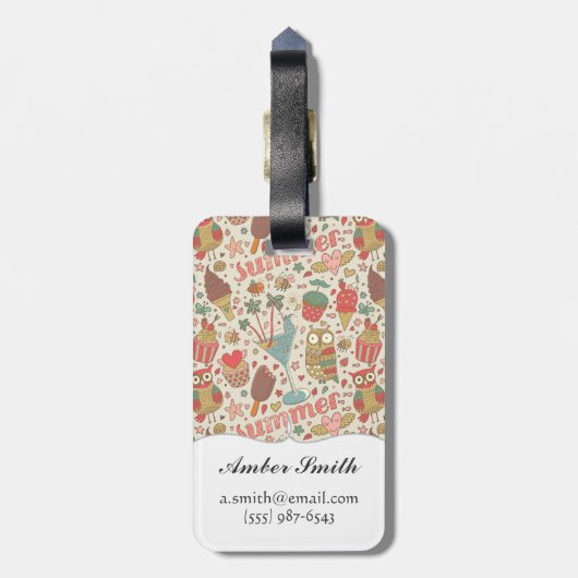 Summer Pattern met Ice Cream Bagagelabel (Achterkant verticaal)