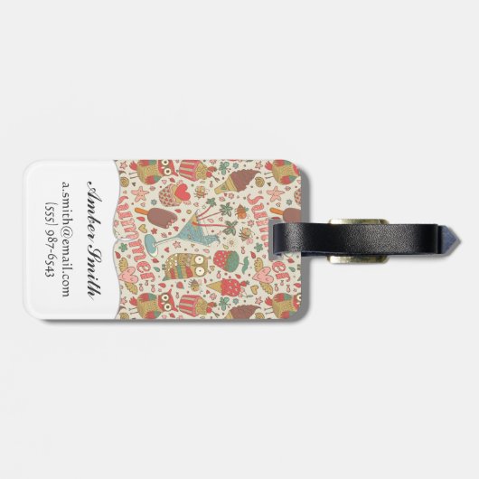 Summer Pattern met Ice Cream Bagagelabel (Achterkant horizontaal)