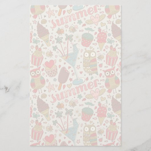 Summer Pattern met Ice Cream Briefpapier (Voorkant)
