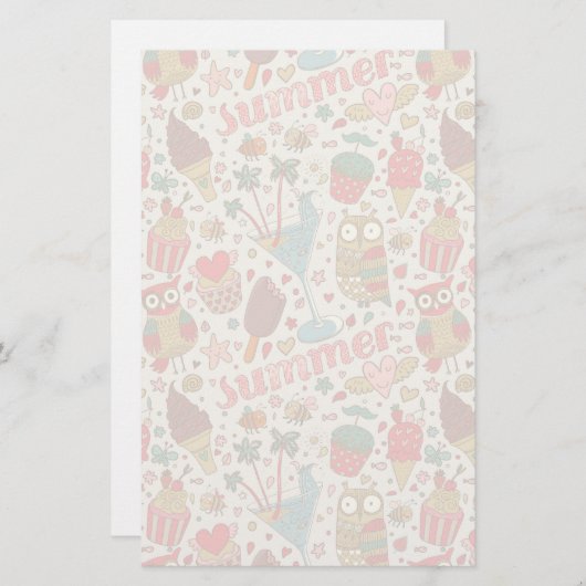 Summer Pattern met Ice Cream Briefpapier (Voorkant / Achterkant)