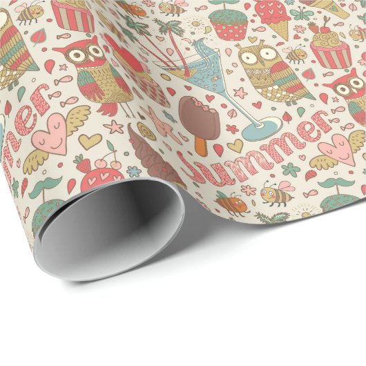 Summer Pattern met Ice Cream Cadeaupapier (Rol Hoek)
