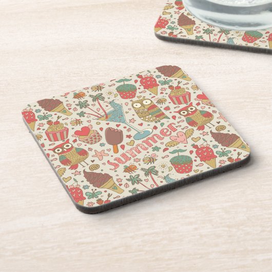 Summer Pattern met Ice Cream Drankjes Onderzetter (Linkerzijde)