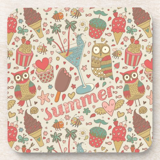 Summer Pattern met Ice Cream Drankjes Onderzetter (Voorkant)