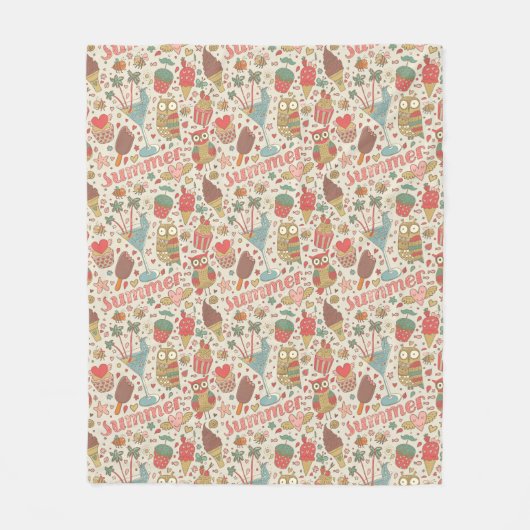 Summer Pattern met Ice Cream Fleece Deken (Voorkant)