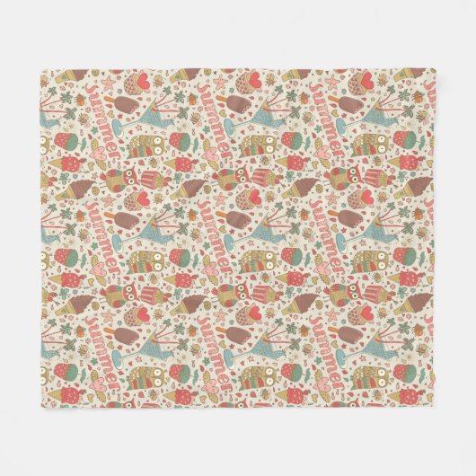 Summer Pattern met Ice Cream Fleece Deken (Voorkant (Horizontaal))