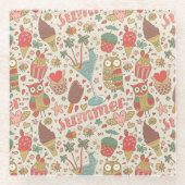 Summer Pattern met Ice Cream Glazen Onderzetter (Voorkant)