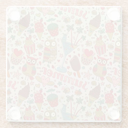 Summer Pattern met Ice Cream Glazen Onderzetter (Achterkant)