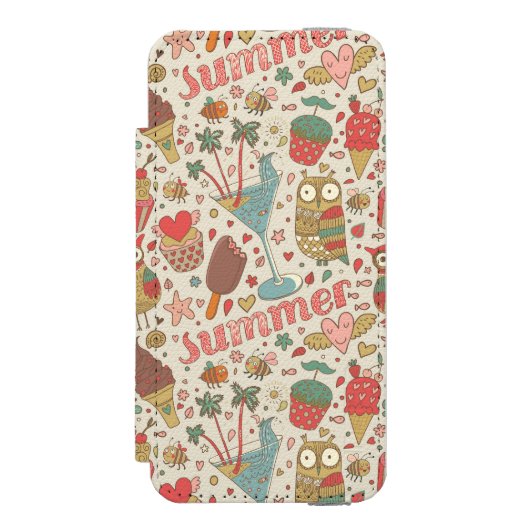 Summer Pattern met Ice Cream Incipio iPhone Portemonnee Hoesje (Voorkant Agenda)