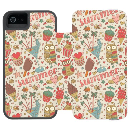 Summer Pattern met Ice Cream Incipio iPhone Portemonnee Hoesje (Agenda Open)
