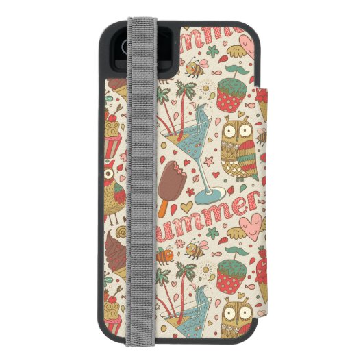 Summer Pattern met Ice Cream Incipio iPhone Portemonnee Hoesje (Agenda Achterkant)