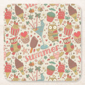 Summer Pattern met Ice Cream Kartonnen Onderzetters (Voorkant)