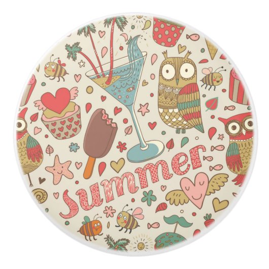 Summer Pattern met Ice Cream Keramische Knop (Voorkant)