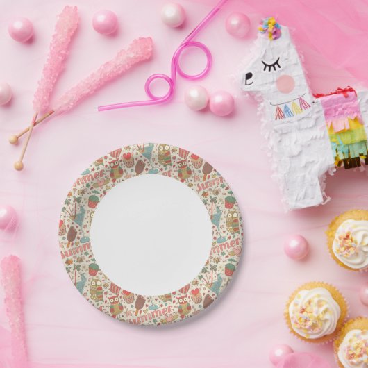 Summer Pattern met Ice Cream Papieren Bordje (Feest)