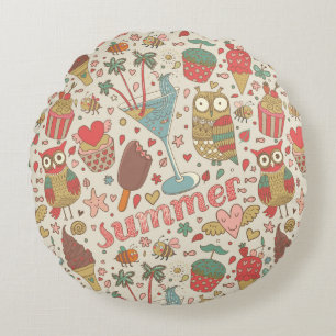 Summer Pattern met Ice Cream Rond Kussen