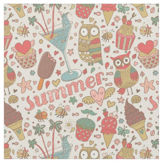 Summer Pattern met Ice Cream Stof (Close Up)