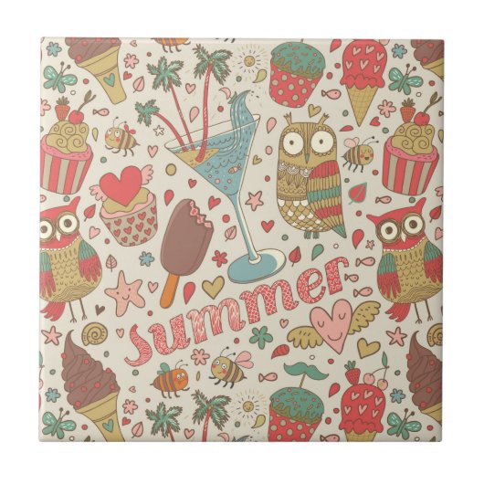 Summer Pattern met Ice Cream Tegeltje (Voorkant)