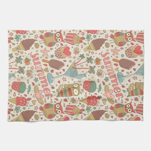 Summer Pattern met Ice Cream Theedoek (Horizontaal)