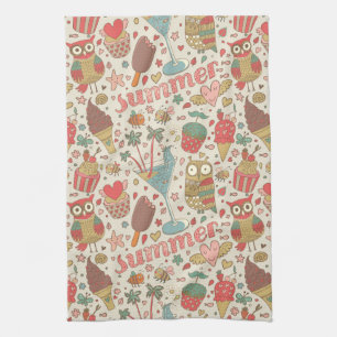 Summer Pattern met Ice Cream Theedoek