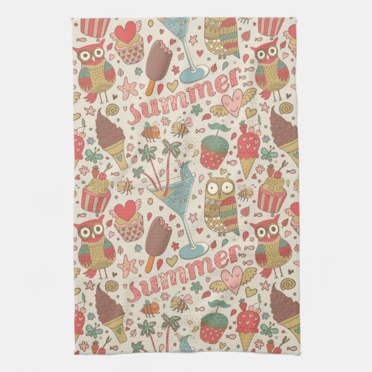 Summer Pattern met Ice Cream Theedoek (Verticaal)