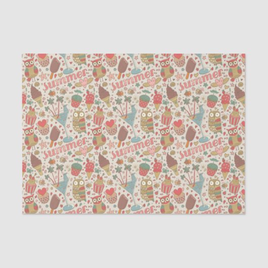 Summer Pattern met Ice Cream Tissuepapier (Voorkant)
