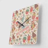 Summer Pattern met Ice Cream Vierkante Klok (Hoek)