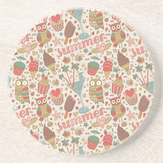 Summer Pattern met Ice Cream Zandsteen Onderzetter (Voorkant)