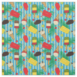 Summer Pattern of Ice Creams and Fruit Slices Stof