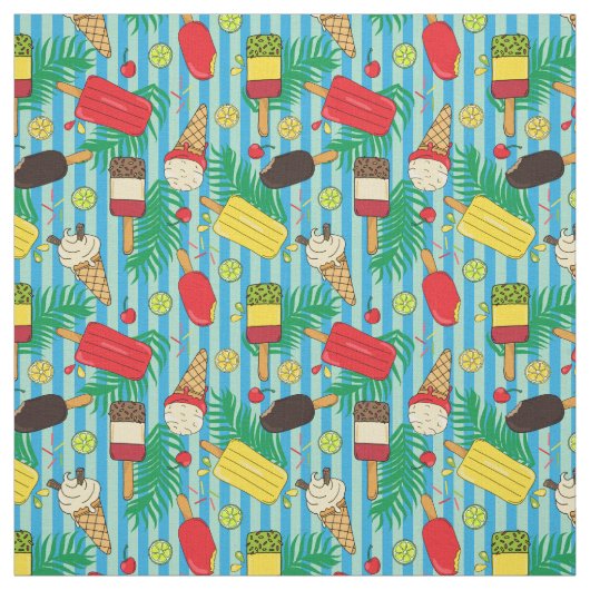 Summer Pattern of Ice Creams and Fruit Slices Stof (Swatch)