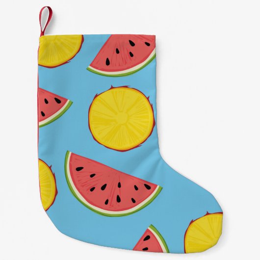 Summer pattern with pineapple and watermelonart, b kleine kerstsok (Voorkant)
